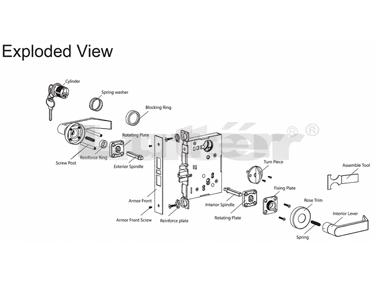 Mortise lock deadbolt, anti-latch and latchbolt components